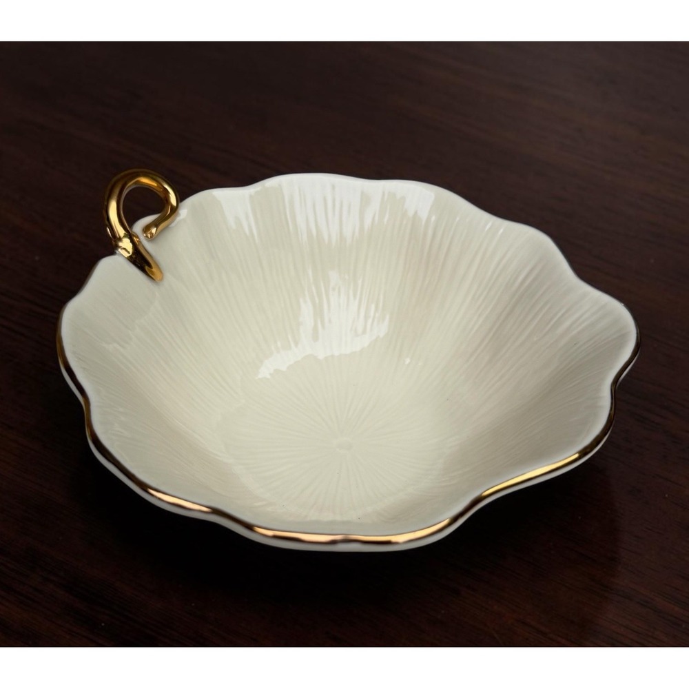 Lenox Eternal Leaf American by Design 6.5" Handled Bowl Gold Trim Discontinued